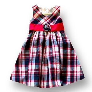 Ashley Ann Size 6 Red-Black-White Shimmering Plaid Holiday Dress